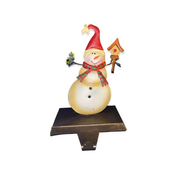 Old World Cut Out Tin Snowman Oil Rubbed Bronze Christmas Stocking Hanger - Picture 3 of 3